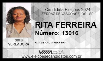 Candidato RITA FERREIRA 2024 - FERRAZ DE VASCONCELOS - Eleições