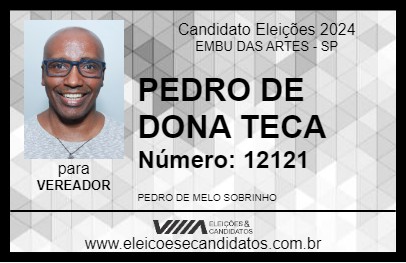 Candidato PEDRO DE DONA TECA 2024 - EMBU DAS ARTES - Eleições