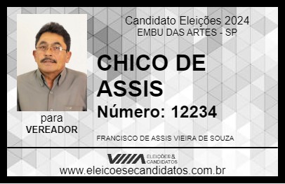 Candidato CHICO DE ASSIS 2024 - EMBU DAS ARTES - Eleições