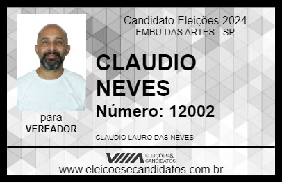 Candidato CLAUDIO NEVES 2024 - EMBU DAS ARTES - Eleições