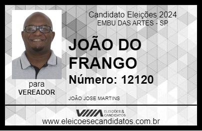 Candidato JOÃO DO FRANGO 2024 - EMBU DAS ARTES - Eleições