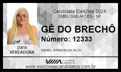 Candidato GÊ DO BRECHÔ 2024 - EMBU DAS ARTES - Eleições