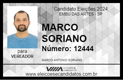 Candidato MARCO SORIANO 2024 - EMBU DAS ARTES - Eleições