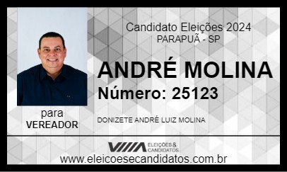 Candidato ANDRÉ MOLINA 2024 - PARAPUÃ - Eleições