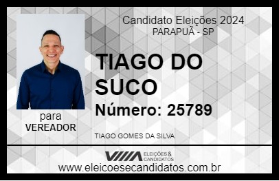 Candidato TIAGO DO SUCO 2024 - PARAPUÃ - Eleições