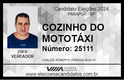 Candidato COZINHO DO MOTOTÁXI 2024 - PARAPUÃ - Eleições