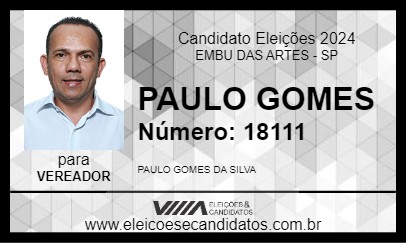 Candidato PAULO GOMES 2024 - EMBU DAS ARTES - Eleições