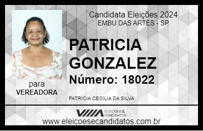 Candidato PATRICIA GONZALEZ 2024 - EMBU DAS ARTES - Eleições