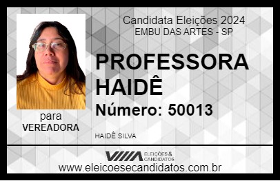 Candidato PROFESSORA HAIDÊ 2024 - EMBU DAS ARTES - Eleições