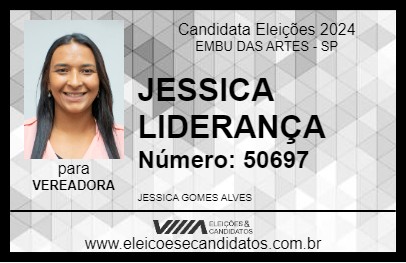 Candidato JESSICA LIDERANÇA 2024 - EMBU DAS ARTES - Eleições