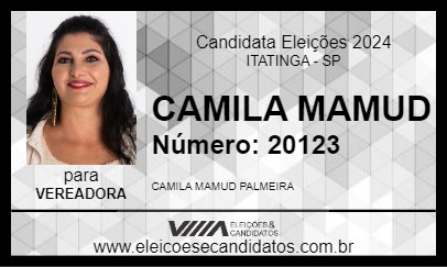 Candidato CAMILA MAMUD 2024 - ITATINGA - Eleições