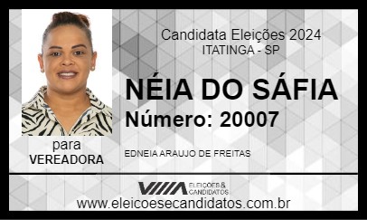 Candidato NÉIA DO SÁFIA 2024 - ITATINGA - Eleições