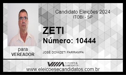 Candidato ZETI 2024 - ITOBI - Eleições