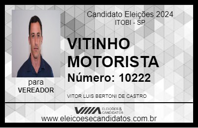 Candidato VITINHO MOTORISTA 2024 - ITOBI - Eleições