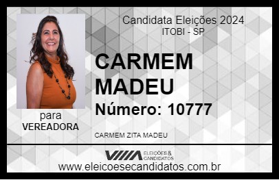 Candidato CARMEM MADEU 2024 - ITOBI - Eleições