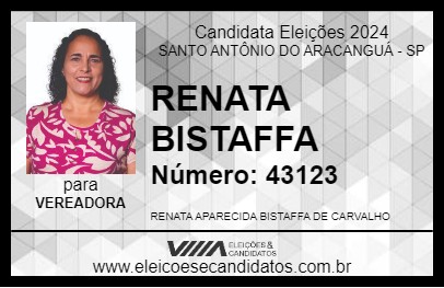 Candidato RENATA BISTAFFA 2024 - SANTO ANTÔNIO DO ARACANGUÁ - Eleições