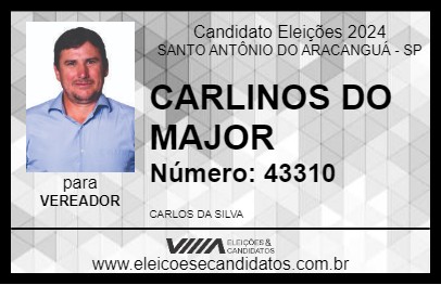 Candidato CARLINHOS DO MAJOR 2024 - SANTO ANTÔNIO DO ARACANGUÁ - Eleições