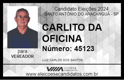 Candidato CARLITO DA OFICINA 2024 - SANTO ANTÔNIO DO ARACANGUÁ - Eleições