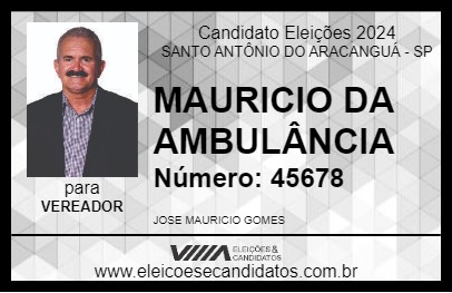 Candidato MAURICIO DA AMBULÂNCIA 2024 - SANTO ANTÔNIO DO ARACANGUÁ - Eleições