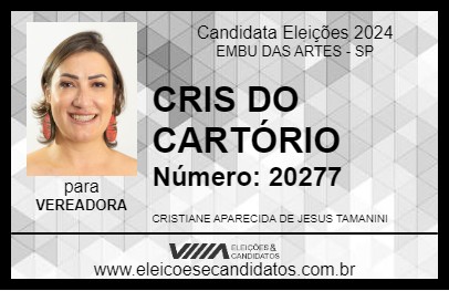 Candidato CRIS DO CARTÓRIO 2024 - EMBU DAS ARTES - Eleições