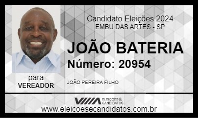 Candidato JOÃO BATERIA 2024 - EMBU DAS ARTES - Eleições