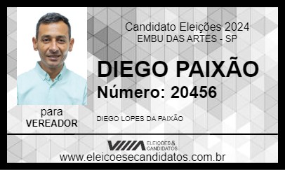 Candidato DIEGO PAIXÃO 2024 - EMBU DAS ARTES - Eleições