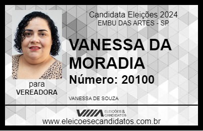 Candidato VANESSA DA MORADIA 2024 - EMBU DAS ARTES - Eleições