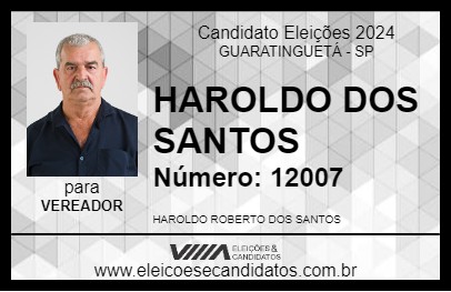 Candidato HAROLDO DOS SANTOS 2024 - GUARATINGUETÁ - Eleições