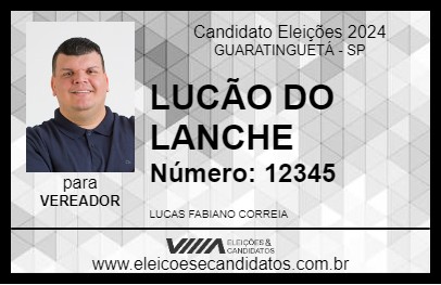 Candidato LUCÃO DO LANCHE 2024 - GUARATINGUETÁ - Eleições