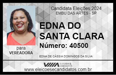 Candidato EDNA DO SANTA CLARA 2024 - EMBU DAS ARTES - Eleições