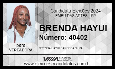 Candidato BRENDA HAYUI 2024 - EMBU DAS ARTES - Eleições