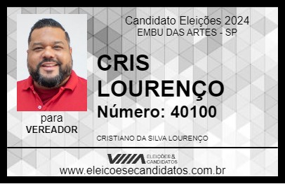 Candidato CRIS LOURENÇO 2024 - EMBU DAS ARTES - Eleições