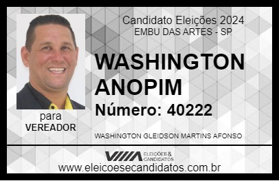 Candidato WASHINGTON ANOPIM 2024 - EMBU DAS ARTES - Eleições