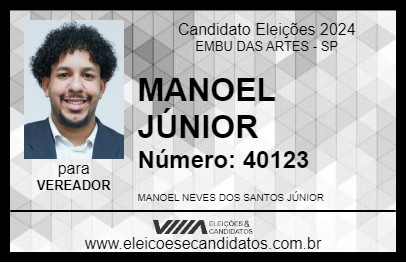 Candidato MANOEL JÚNIOR 2024 - EMBU DAS ARTES - Eleições