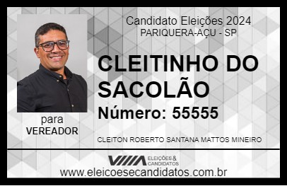 Candidato CLEITINHO DO SACOLÃO 2024 - PARIQUERA-AÇU - Eleições