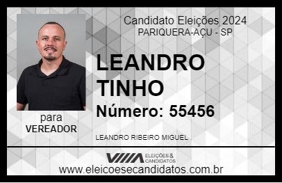 Candidato LEANDRO TINHO 2024 - PARIQUERA-AÇU - Eleições