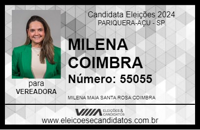 Candidato MILENA COIMBRA 2024 - PARIQUERA-AÇU - Eleições