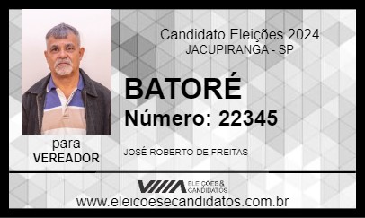 Candidato BATORÉ 2024 - JACUPIRANGA - Eleições