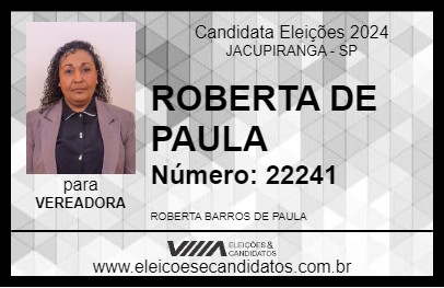 Candidato ROBERTA DE PAULA 2024 - JACUPIRANGA - Eleições