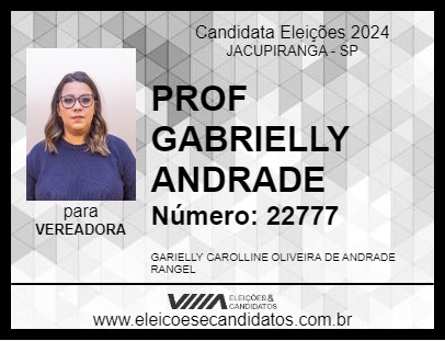 Candidato PROF GABRIELLY ANDRADE 2024 - JACUPIRANGA - Eleições