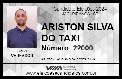 Candidato ARISTON SILVA DO TAXI 2024 - JACUPIRANGA - Eleições