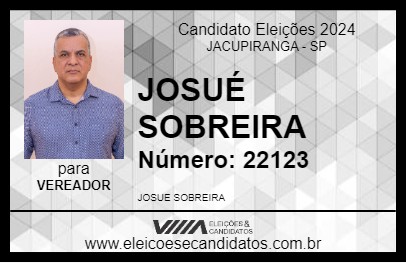 Candidato JOSUÉ SOBREIRA 2024 - JACUPIRANGA - Eleições