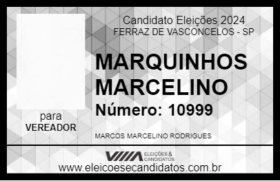 Candidato MARQUINHOS MARCELINO 2024 - FERRAZ DE VASCONCELOS - Eleições