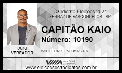 Candidato CAPITÃO KAIO 2024 - FERRAZ DE VASCONCELOS - Eleições