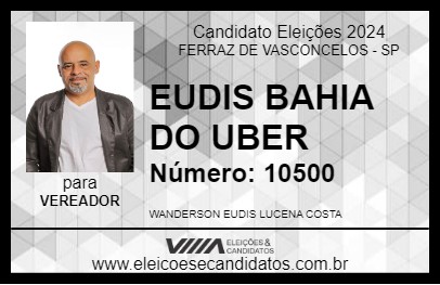 Candidato EUDIS BAHIA DO UBER 2024 - FERRAZ DE VASCONCELOS - Eleições