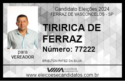 Candidato TIRIRICA DE FERRAZ 2024 - FERRAZ DE VASCONCELOS - Eleições