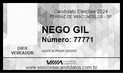 Candidato NEGO GIL 2024 - FERRAZ DE VASCONCELOS - Eleições