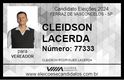 Candidato CLEIDSON LACERDA 2024 - FERRAZ DE VASCONCELOS - Eleições