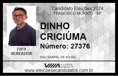 Candidato DINHO CRICIÚMA 2024 - FRANCISCO MORATO - Eleições