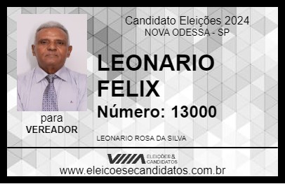 Candidato LEONARIO FELIX 2024 - NOVA ODESSA - Eleições